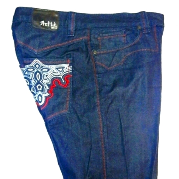 Antik DENIM Men's Blue Button-fly, Flare Leg Jeans, 36W / 33L - Picture 7 of 11